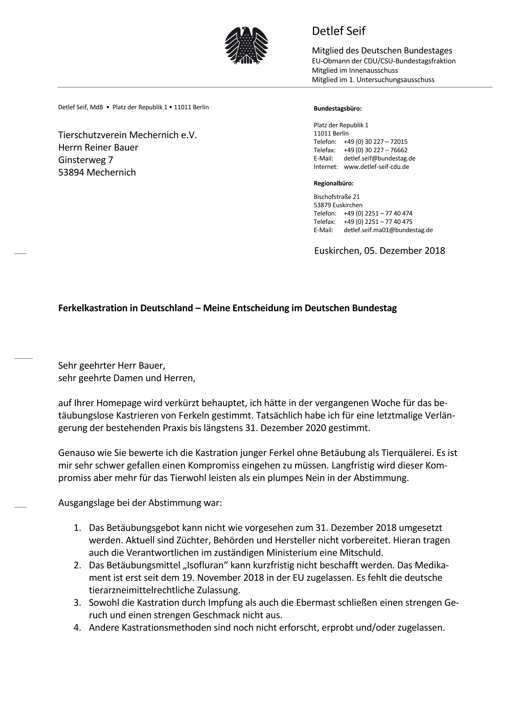 18 12 05 Antwort Ferkelkastration Tierschutzverein Mechernich KOMPLETT Page 1