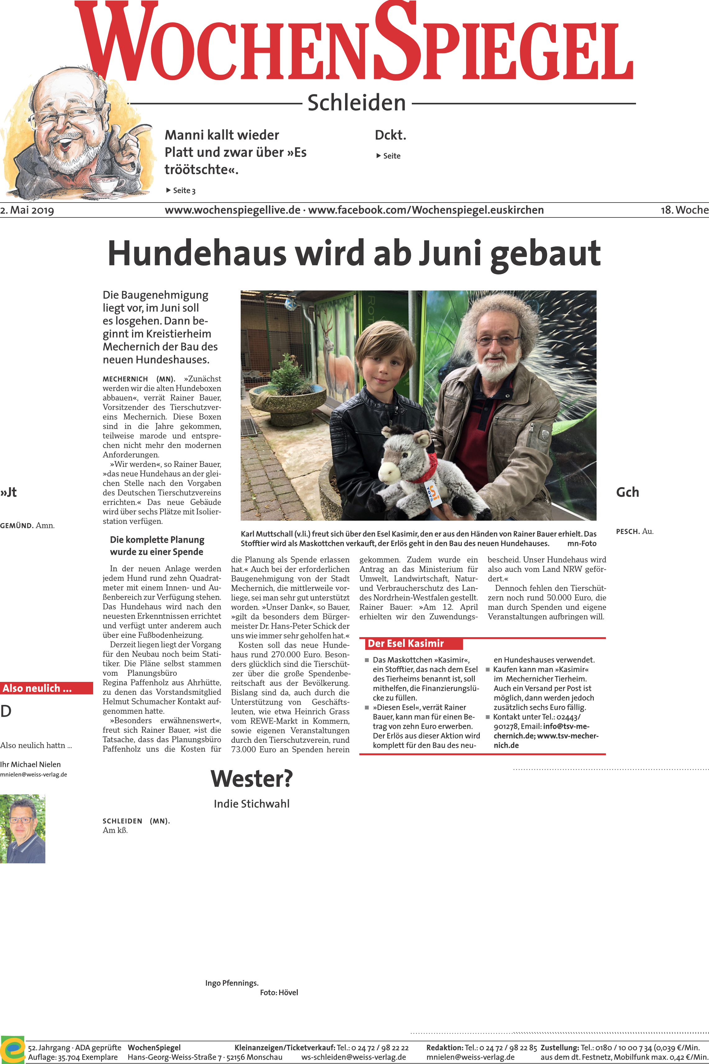 Wochenspiegel30.04.19Hundehaus Page 1